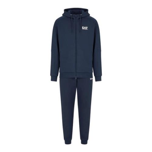 Emporio Armani EA7 Blå Bomull Hoodie Jogger Set Blue, Herr