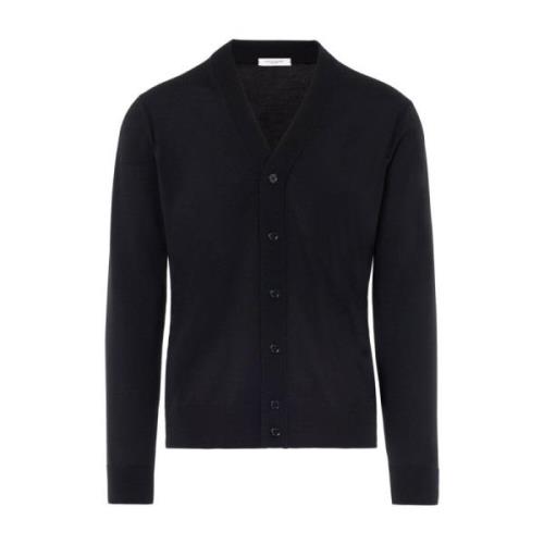 Paolo Pecora Elegant Svart Ull Cardigan Black, Herr