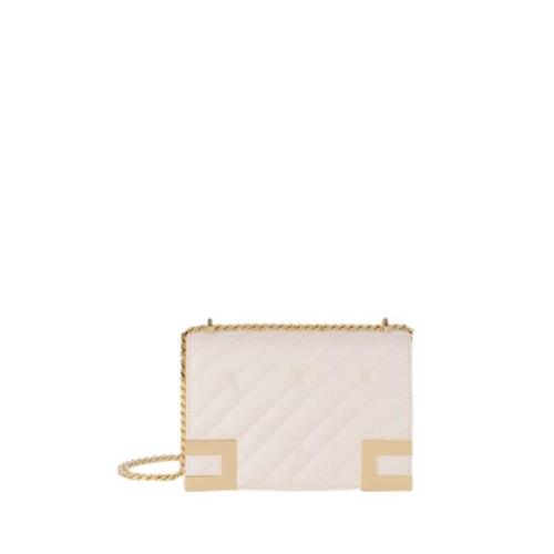 Elisabetta Franchi Ivory Axelväska med Gyllene Detaljer Beige, Dam