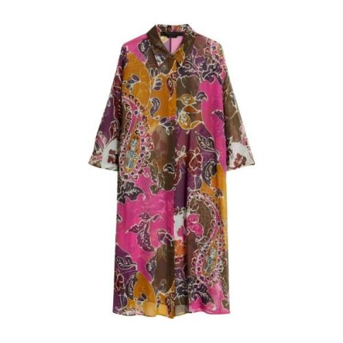 Marina Rinaldi Sidens Tunic med Ornamental Mönster Multicolor, Dam