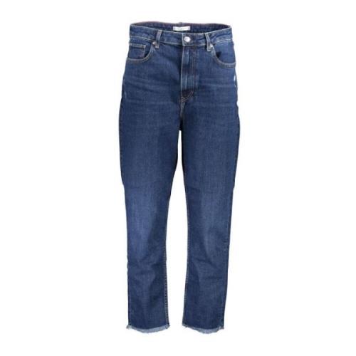 Tommy Hilfiger Fringed morotsskuren jeans med slitna effekter Blue, Da...