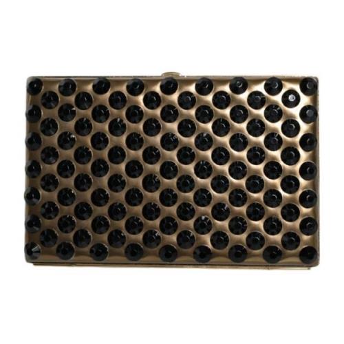 Dolce & Gabbana Kristall Bifold Clutch Guld Läder Yellow, Dam