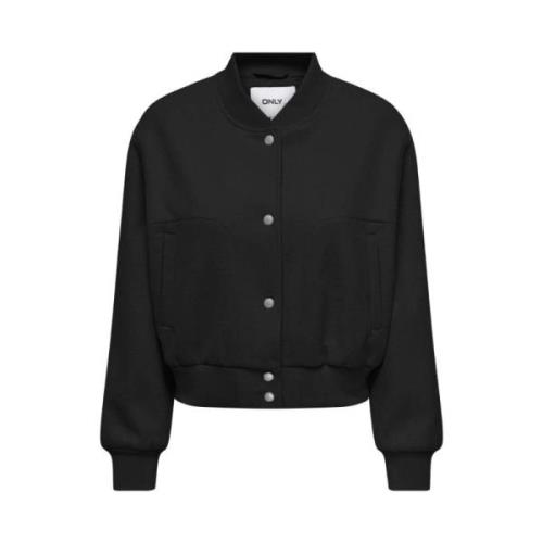 Only Svart Bomberjacka Minimalistisk Design Black, Dam