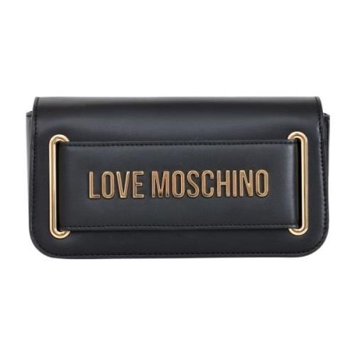 Love Moschino Svart Crossbody-väska med Gyllene Logotyp Black, Dam