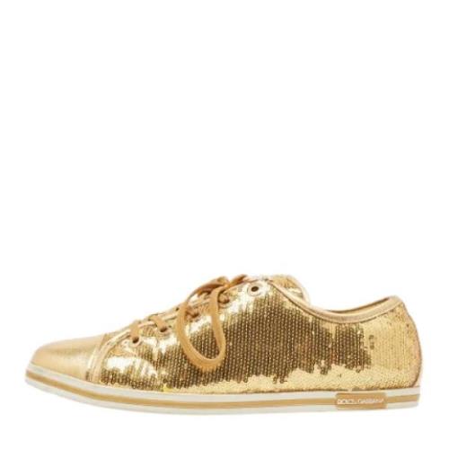 Dolce & Gabbana Pre-owned Pre-owned Laeder sneakers Yellow, Dam