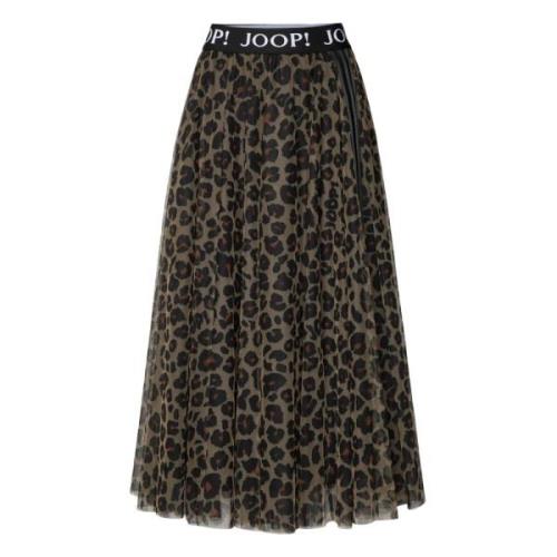 Joop! Kjol med Leopardmönster och Kontrastbälte Multicolor, Dam