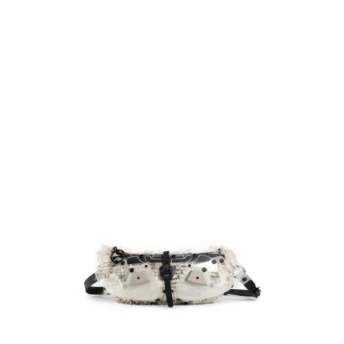 Kuboraum Genomskinlig Svart Satchel Faux Fur Trim White, Unisex