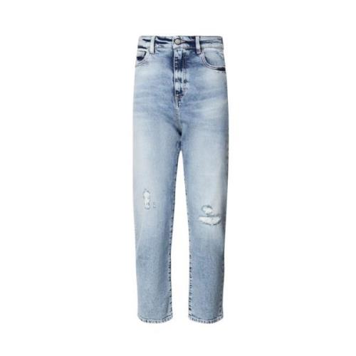 Icon Denim Hög Midja Rak Ben Blå Jeans Blue, Dam