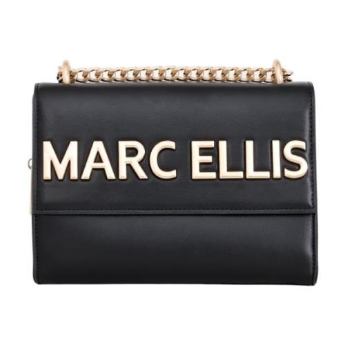 Marc Ellis Svart Axelväska Macro Flap Black, Dam