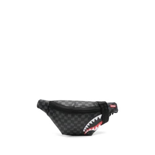 Sprayground Rutig midjeväska med mun design Black, Herr