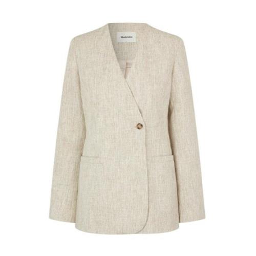 Modström Asymmetrisk Knappad Blazer med Slits Beige, Dam