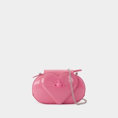 Vivienne Westwood Rosa Läder Crossbody-väska med Hjärtklaff Pink, Dam