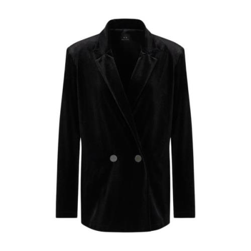 Armani Exchange Svart Americana stil blazer Black, Dam