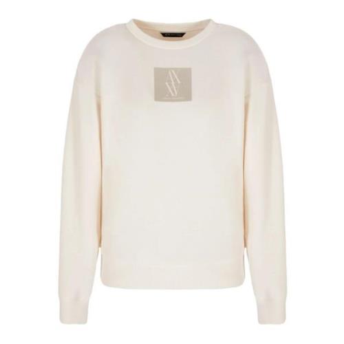 Armani Exchange Logo Sweaters Rund Hals Långärmad Beige, Dam