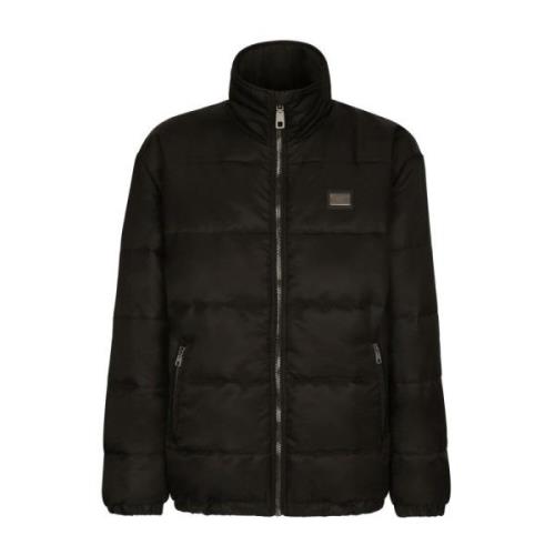 Dolce & Gabbana Svart Piumino Kappa med Logo Black, Herr