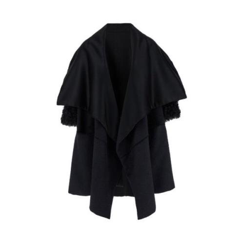 Alberta Ferretti Vändbar Mohair Cape med Shearling Ärmar Black, Dam