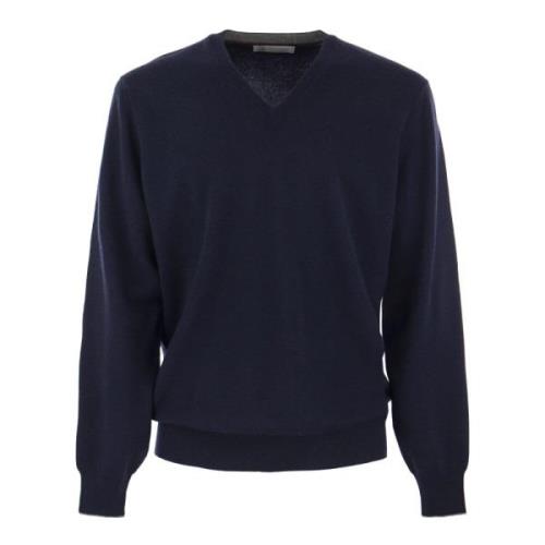 Brunello Cucinelli Lyxig Cashmere Tröja med Raffinerad Detalj Blue, He...