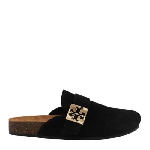 Tory Burch Svarta platta loafers med logodetalj Black, Dam