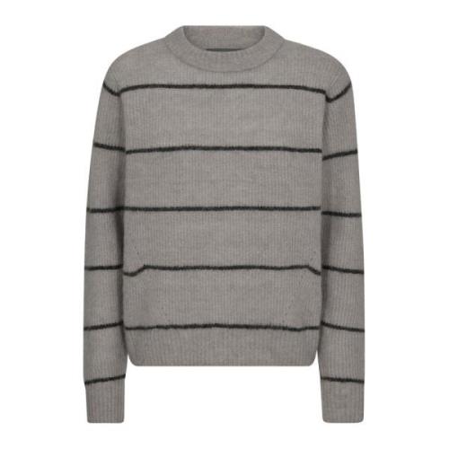 MOS Mosh Slim Stripe Crewneck Stickad Tröja Gray, Dam