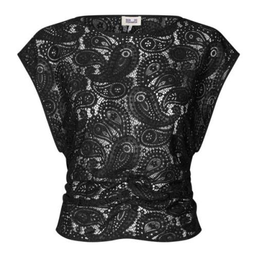 Baum und Pferdgarten Ärmelös Paisley Spets Zip-Top Black, Dam