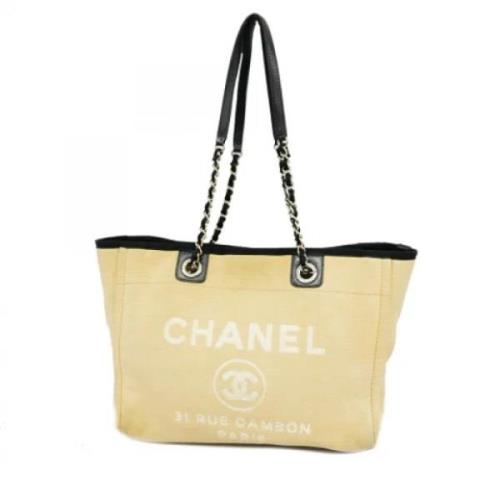 Chanel Vintage Pre-owned Canvas chanel-vskor Beige, Dam