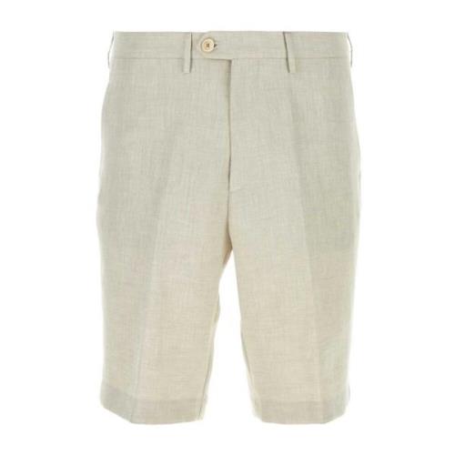 Etro Ljusgrå Linne Bermuda Shorts Gray, Herr