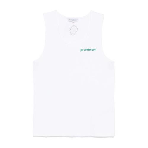 JW Anderson Vit T-shirt Polo Stil White, Herr