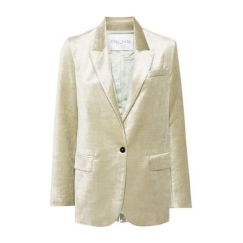 Forte Forte Sammet Blazer med Sartorial Detaljer Green, Dam