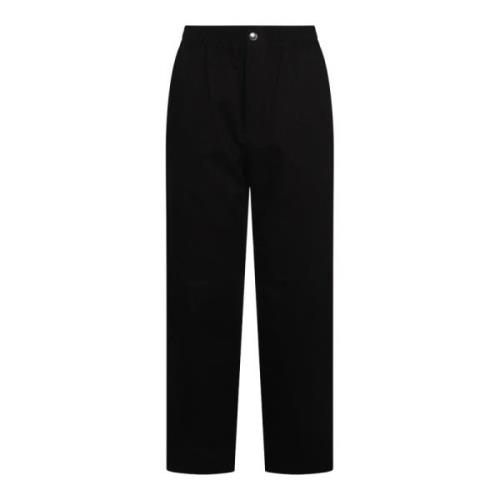 Maison Kitsuné Svarta Bomullsbyxor Normal Passform Black, Herr