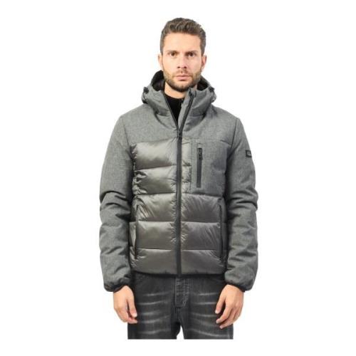 YES ZEE Grå quiltad jacka med softshell-insatser Gray, Herr