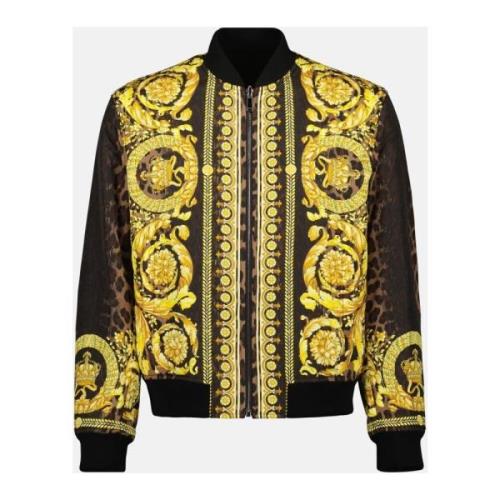 Versace Omvändbar leopardtryck bomberjacka Yellow, Herr