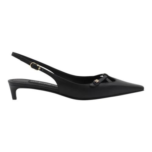 Dolce & Gabbana Svarta läder stiletto klack pumps Black, Dam