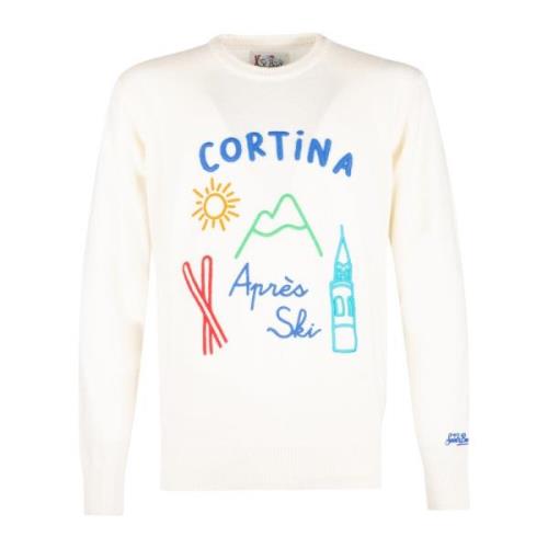 MC2 Saint Barth Vit Crew Neck Tröja med Brodyr White, Herr