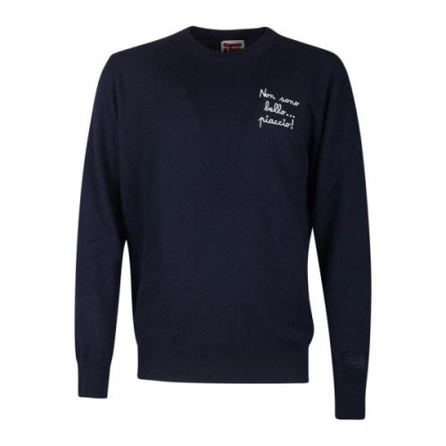 MC2 Saint Barth Blå Crew Neck Sweater med Citat Blue, Herr