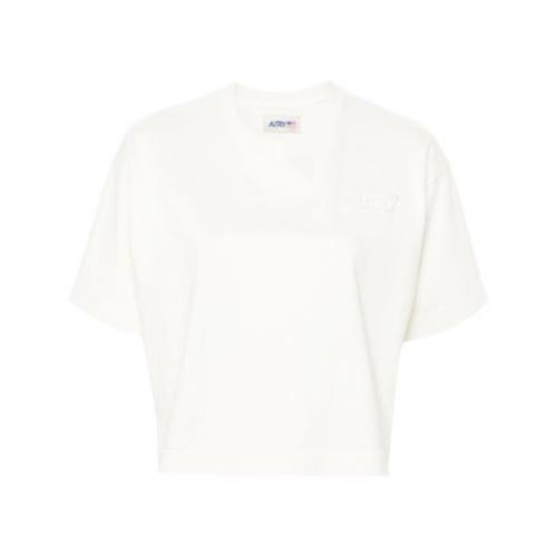 Autry Logotyp Applikation Kortärmad T-shirt White, Dam