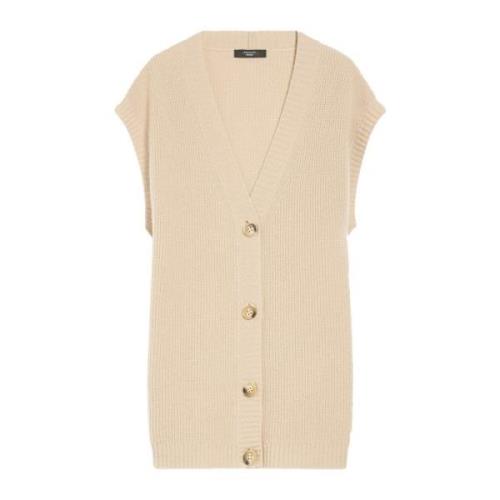 Max Mara Weekend Oversized Ullväst med V-ringning Beige, Dam