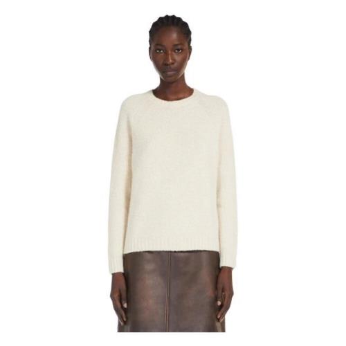 Max Mara Weekend Beige Crewneck Alpacka Bomull Sweater Beige, Dam