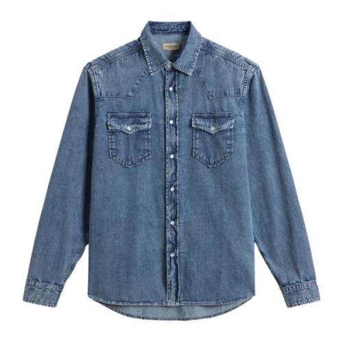 Woolrich Denim Western Skjorta Blue, Herr