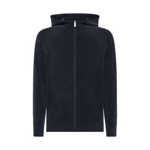 RRD Velvet Hood Zip Stickad i Blå Svart Blue, Herr