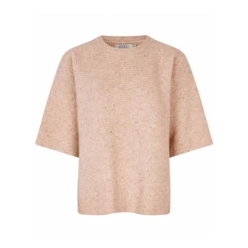 Masai Glitter och paljettstickad topp Beige, Dam