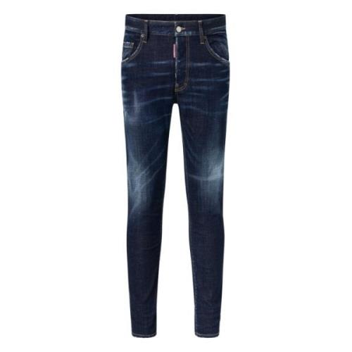 Dsquared2 Slim Sailor Jeans med Ofärdiga Klaffar Blue, Herr