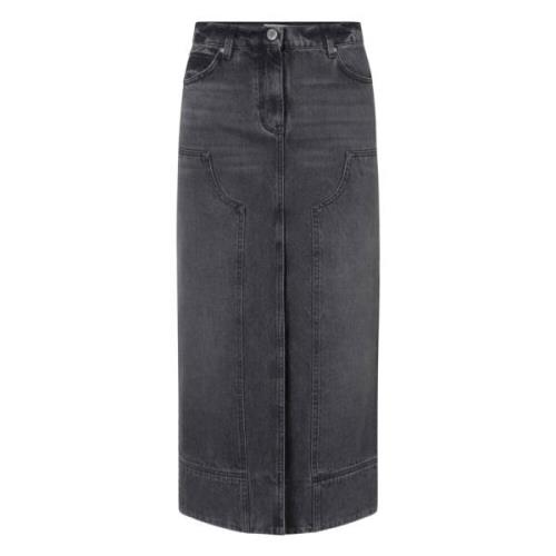 Pinko Svart Denim Kjol Gregoriana Stil Black, Dam