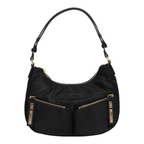 Love Moschino Stilren Hobo-väska med Dragkedja Black, Dam