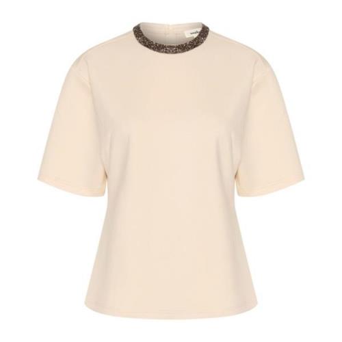 Soaked in Luxury Dekorerad Tee Top Vitkappa Grå Beige, Dam