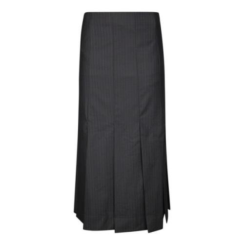 Ganni Melange Stripe Midi Kjol Black, Dam