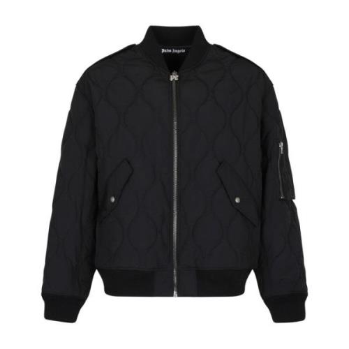 Palm Angels Quiltad bomberjacka med applikationslogo Black, Herr