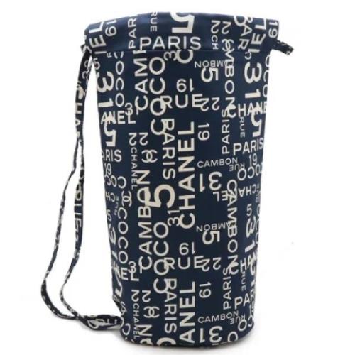 Chanel Vintage Pre-owned Canvas axelremsvskor Blue, Dam