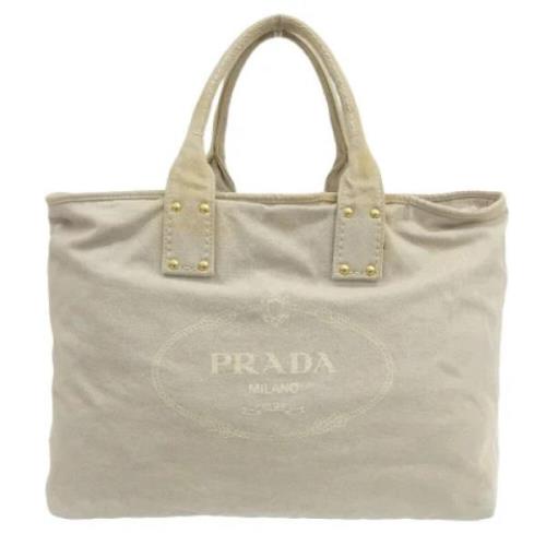 Prada Vintage Pre-owned Canvas prada-vskor Beige, Dam