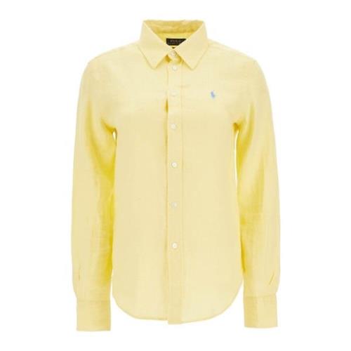 Polo Ralph Lauren Ikonisk Pony Logo Linneskjorta Herr Yellow, Dam