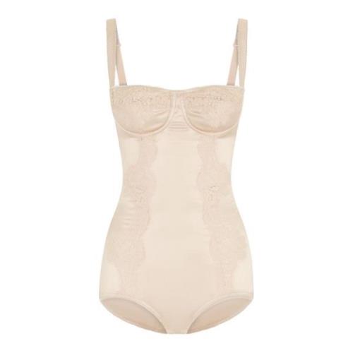 Dolce & Gabbana Spetsdetalj Balconette Bh-Body Beige, Dam